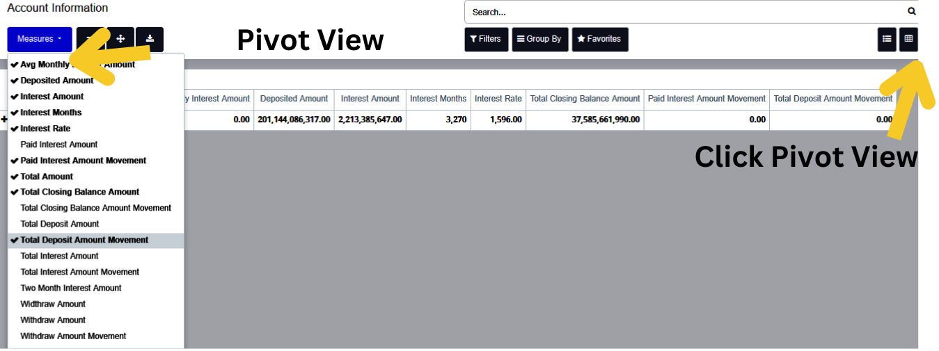account pivot view